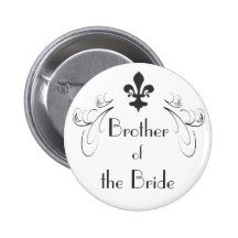 Decorative Fleur de Lis Brother of Bride Button