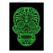 Decorative Green and Black Sugar Skull Cards