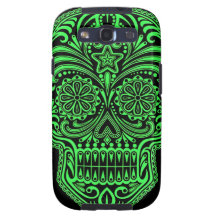 Decorative Green and Black Sugar Skull Samsung Galaxy S3 Case