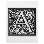 Decorative Letter "A" Woodcut Woodblock Inital Flyer