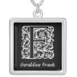 Decorative Letter F Monogram Initial Personalised Custom Necklace