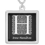 Decorative Letter H Monogram Initial Personalised Pendants