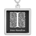 Decorative Letter I Monogram Initial Personalised Necklace
