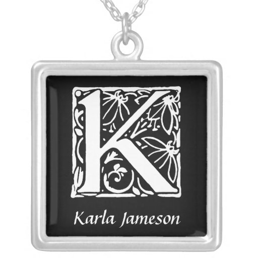 Decorative Letter K Monogram Initial Personalised Pendant