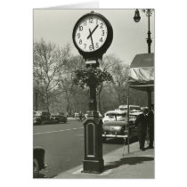 Decorative street clock two background people cards