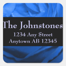 Deep Blue Rose Wedding Return Address Sticker