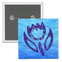Deep Blue Tulip Square Button