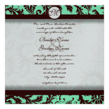 Deep Chocolate Brown Damask Wedding Invitation