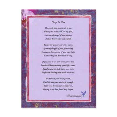 Deep In You Poem Post Cards by Bartoluciano