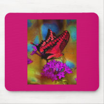 Deep Pink Butterfly Mouse Pads