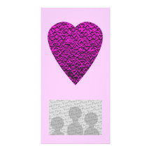 Deep Pink Heart. Patterned Heart Design. Personalized Photo Card
