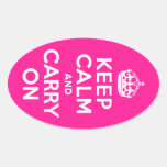 Deep Pink Keep Calm and Carry On Stickers