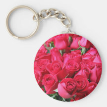 Deep Pink Rose Bouquet Key Chains