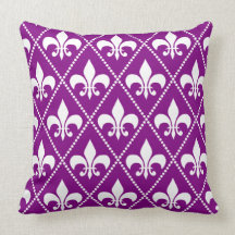 Deep Purple Fleur de Lis Throw Pillows