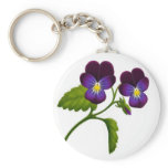 Deep Purple Pansies Keychain