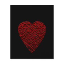Deep Red Heart. Patterned Heart Design.