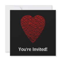 Deep Red Heart. Patterned Heart Design.