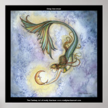 Deep Sea Moon Mermaid Poster Print