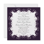 Deep Violet Purple Square Wedding Invitations