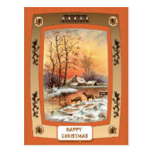 Deer by the river postcard
