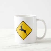 Deer Crossing Highway Sign Coffee Mug