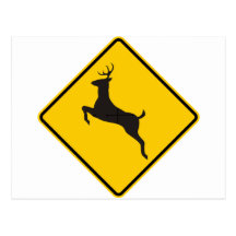 Deer Crossing Highway Sign Postcards