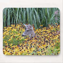 Deer Fawn in Flower Garden Mousepad