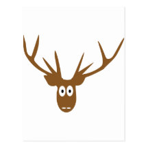 deer head antler post card