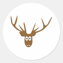 deer head antler round stickers