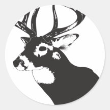Deer Head Round Stickers