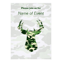 Deer Hunting Camo Buck Custom Invitation