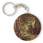 Deer In The Woods By Courbet Gustave keychains