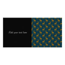 Deer Pattern Brown and Blue Photo Card