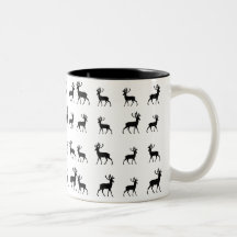 Deer pattern in Black and White Coffee Mug