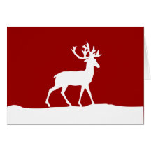 Deer Silhouette - Red and White Greeting Card