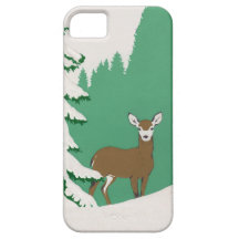 Deer Snow Winter Scene Pine Tree iPhone 5 Covers
