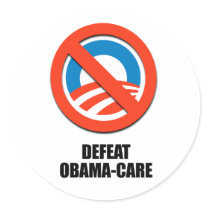 Defeat Obama-care Round Stickers