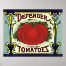 Defender Tomatoes, Vintage Fruit Crate Label Art Posters