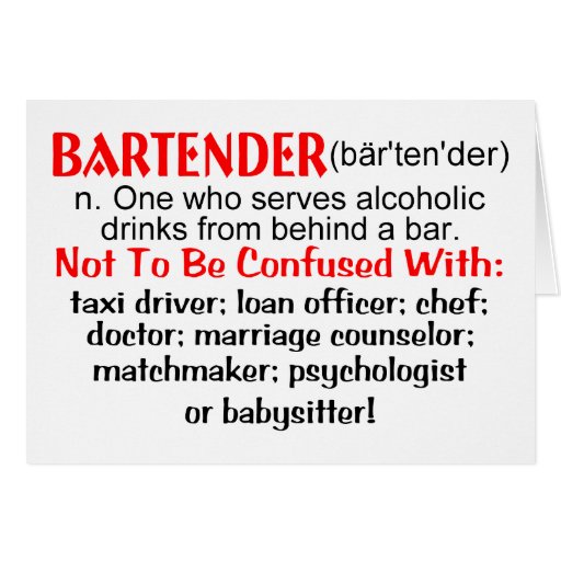 Definition of a Bartender Zazzle
