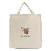 Deja Moo Embroidered Tote Bag