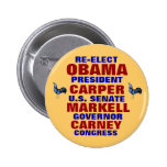 Delaware for Obama Carper Carney Markell Pinback Buttons