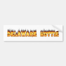 Delaware hottie fire and flames bumper sticker