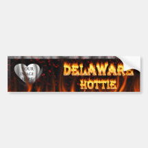 Delaware hottie fire and flames design. bumper sticker