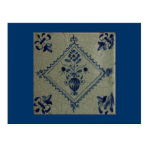 Delft Blue Tile - Vase with Flowers and Bouquet Post Cards
