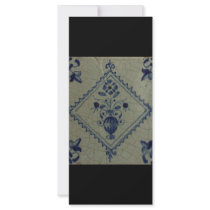 Delft Blue Tile - Vase with Flowers and Bouquet Personalized Rack Card