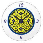 Delft Inspired Blue White Yellow Wall Clock