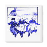 Delft Style,Blue Ducth Kids On Skates Fridge Magnets