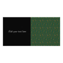 Delicate Gold Vines over Deep Green Picture Card