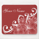 Delicate Red and White Flowers Mousemat