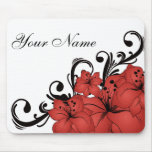 Delicate Red and White Flowers Mousepads